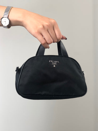 PRADA Logo Small Handbag Black Vintage zh3ngc