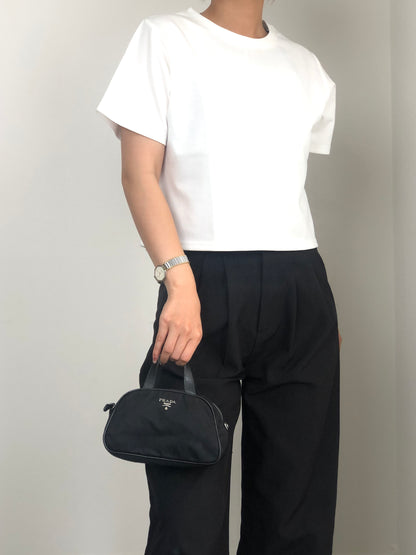 PRADA Logo Small Handbag Black Vintage zh3ngc