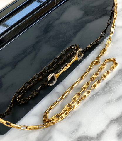 CELINE Horsebit Chain Plastic Shoulder bag Black Vintage Old Celine xby4ty