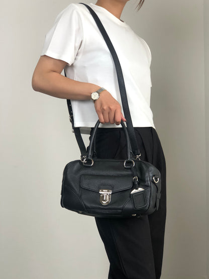 PRADA Logo Two-way Small Boston bag Shoulder bag Black Vintage 6yvxeb