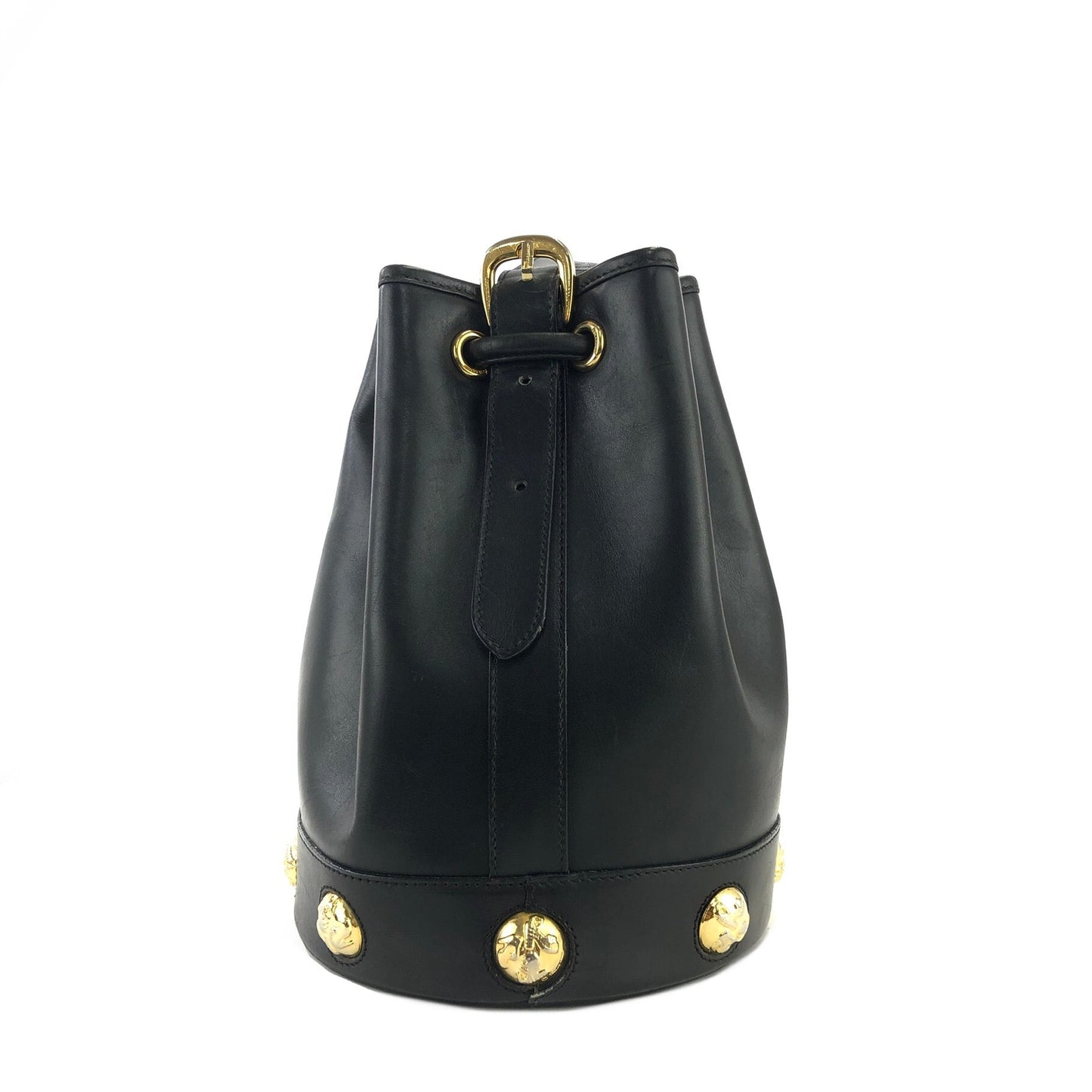 Salvatore Ferragamo High Heel Motif Studs Drawstring Shoulder bag Black Vintage Old updwpp