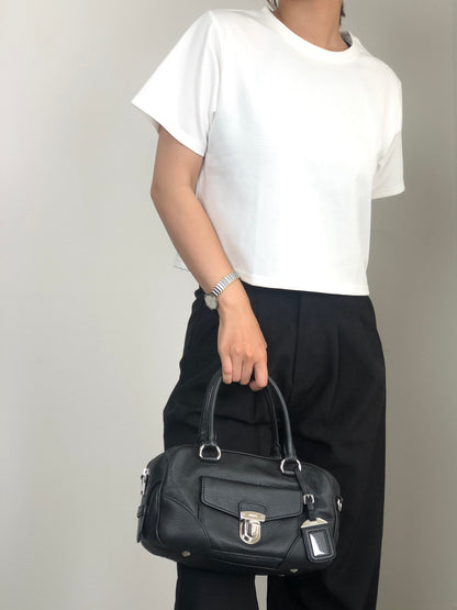 PRADA Logo Two-way Small Boston bag Shoulder bag Black Vintage 6yvxeb