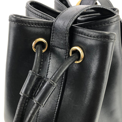 Salvatore Ferragamo 高跟鞋圖案鉚釘抽繩單肩包黑色復古舊款 updwpp