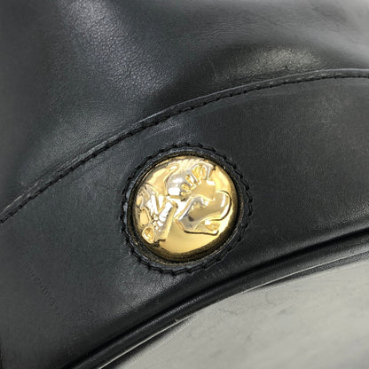 Salvatore Ferragamo 高跟鞋圖案鉚釘抽繩單肩包黑色復古舊款 updwpp