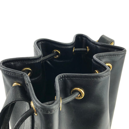 Salvatore Ferragamo 高跟鞋圖案鉚釘抽繩單肩包黑色復古舊款 updwpp