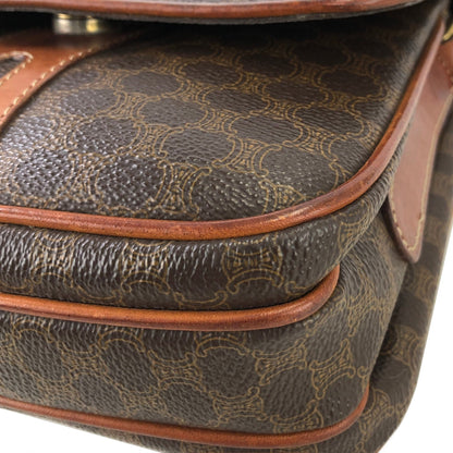 CELINE Macadam Blason Two-line Shoulder bag Brown Vintage Old Celine kzzf27