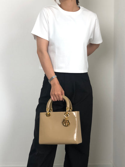 Christian Dior Lady Dior Logo Charm Two-way Handbag Shoulder bag Beige Vintage yj55s3