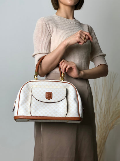 CELINE Macadam Blason Handbag White Vintage nvdawv