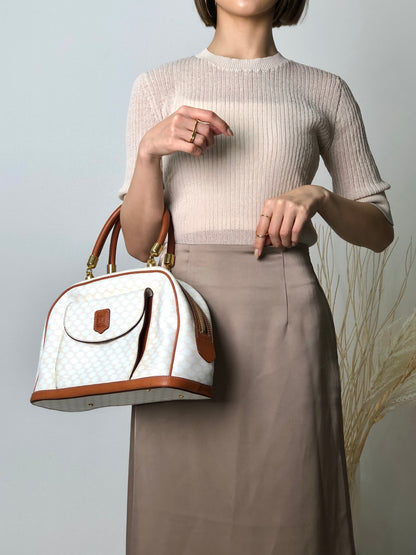 CELINE Macadam Blason Handbag White Vintage nvdawv