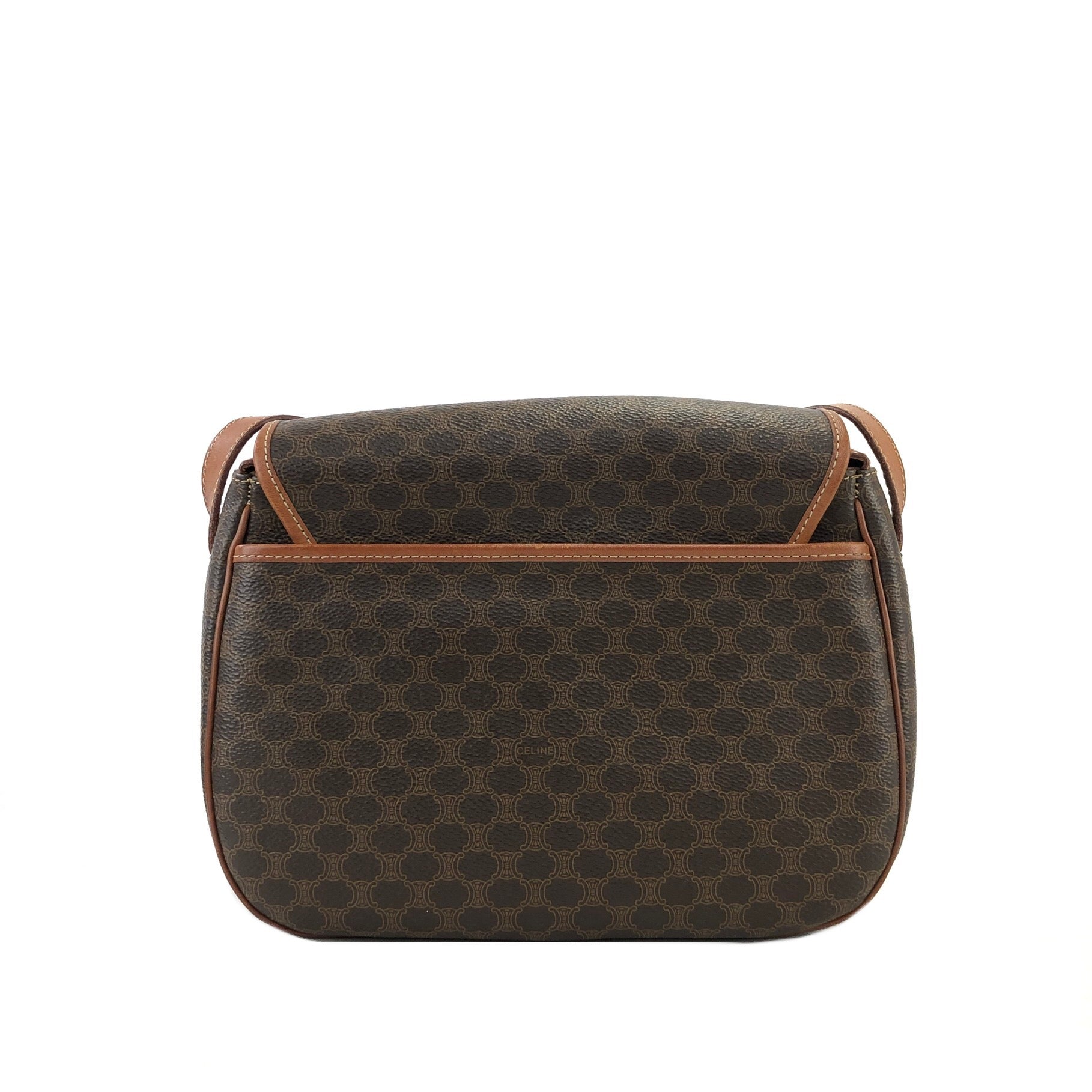 Céline Crossbody Macadam Flap Monogram 872410 Brown Coated Canvas