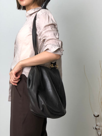 LOEWE Anagram Leather 2way Shoulder bag Dark brown Vintage 8v2jtw