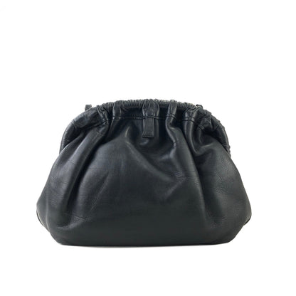 CELINE Logo Shirring Clasp Shoulder bag Black Vintage Old CELINE 4udb8p