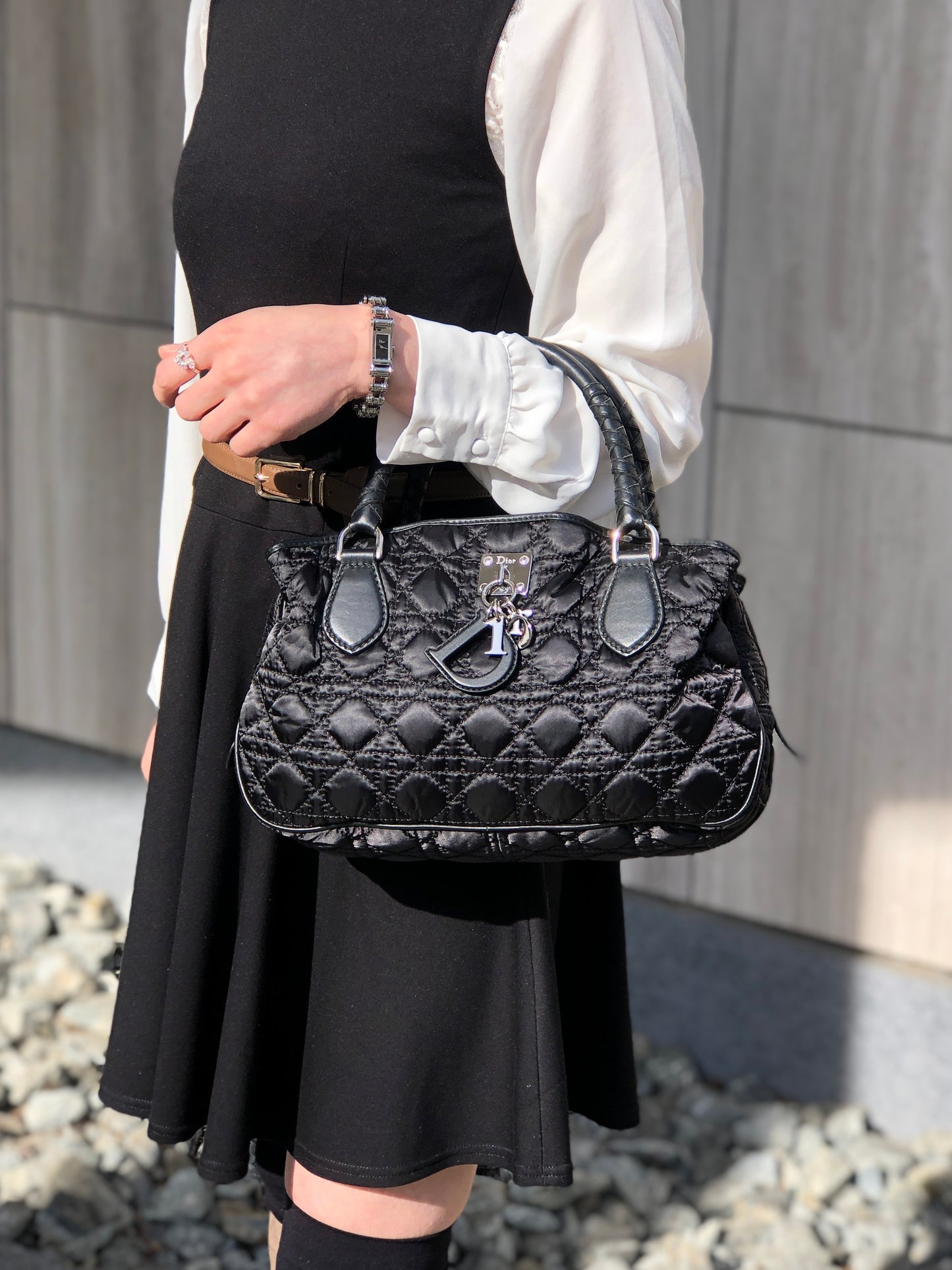Christian Dior Charm Handbag Black Vintage ks7pis