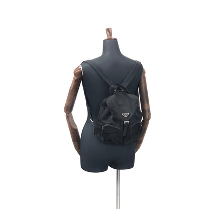 PRADA Triangle logo Double pocket Nylon Backpack Black Vintage 6bhxb5
