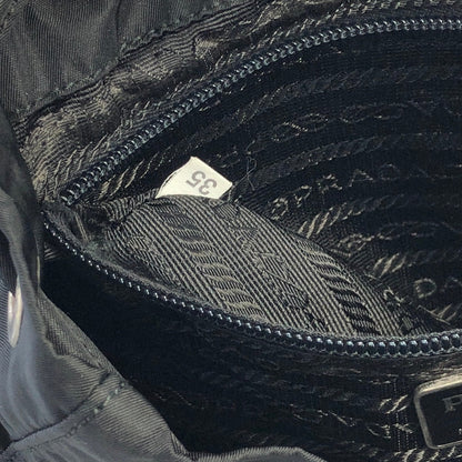 PRADA Triangle logo Double pocket Nylon Backpack Black Vintage 6bhxb5