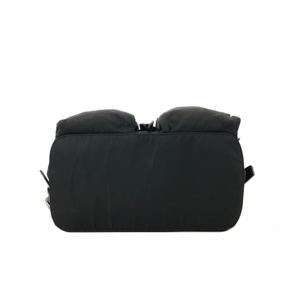 PRADA Triangle logo Double pocket Nylon Backpack Black Vintage 6bhxb5