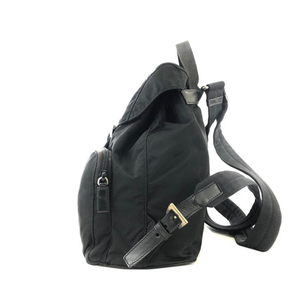 PRADA Triangle logo Double pocket Nylon Backpack Black Vintage 6bhxb5