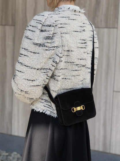 CELINE Horse Bit Shoulder bag Black Vintage yffeiu