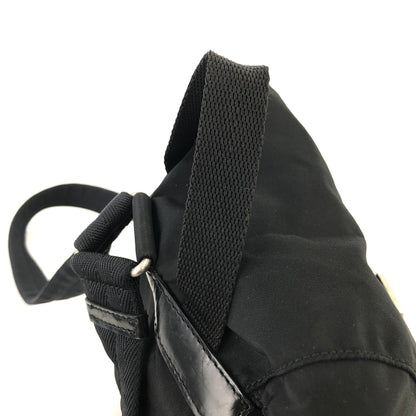 PRADA Triangle logo Double pocket Nylon Backpack Black Vintage 6bhxb5