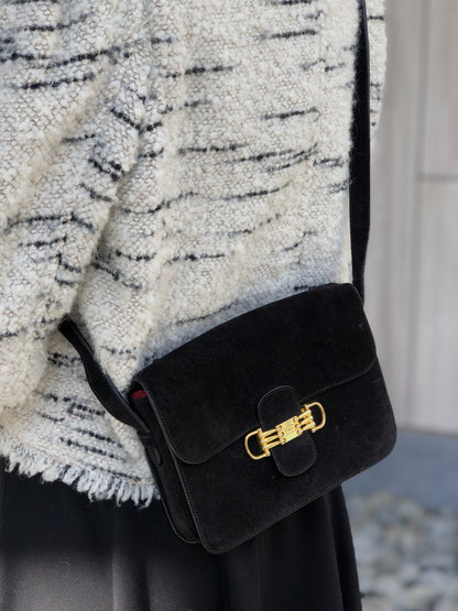 CELINE Horse Bit Shoulder bag Black Vintage yffeiu