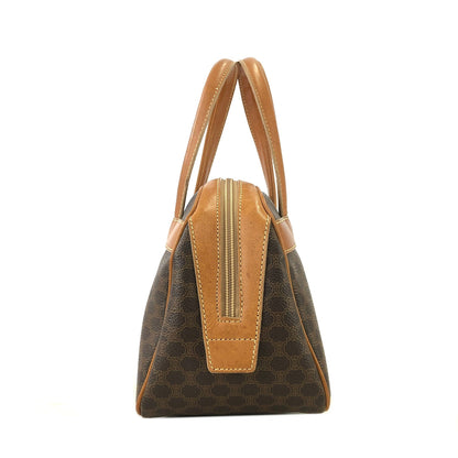 CELINE Logo Macadam Boston bag Handbag Brown Vintage Old Celine ymdnsc