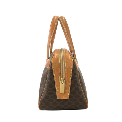 CELINE Logo Macadam Boston bag Handbag Brown Vintage Old Celine ymdnsc