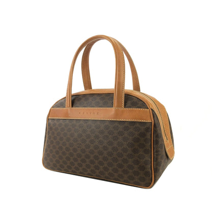 CELINE Logo Macadam Boston bag Handbag Brown Vintage Old Celine ymdnsc