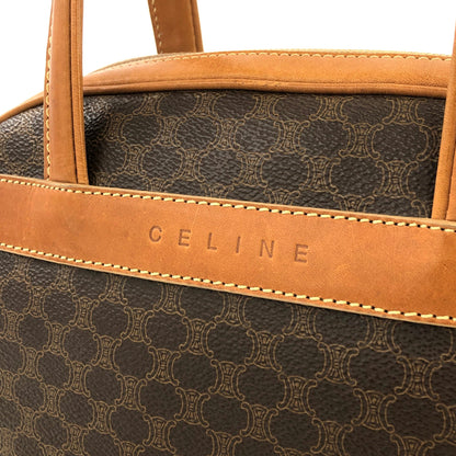 CELINE Logo Macadam Boston bag Handbag Brown Vintage Old Celine ymdnsc