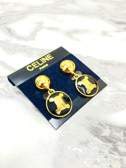 CELINE Triomphe 耳環 黑金 復古 配件 舊款 舊款 CELINE 6jythw