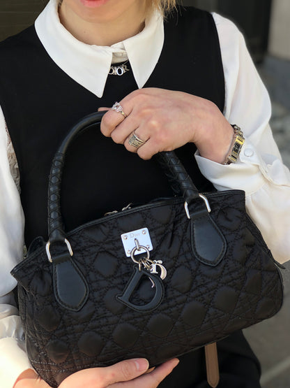 Christian Dior Cannage Charm Handbag Black Vintage sreacp