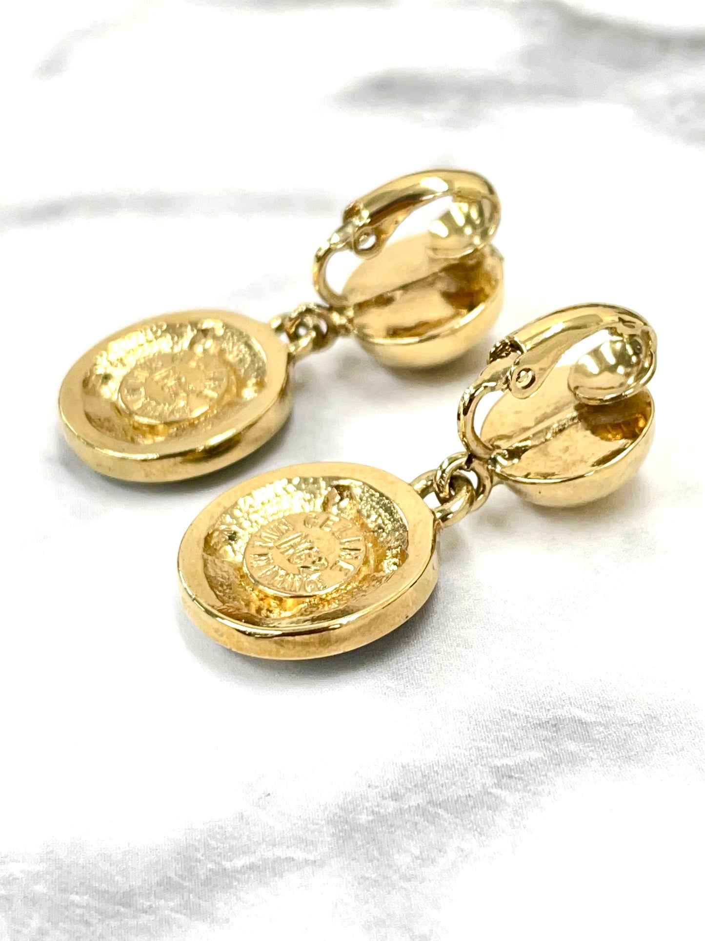 CELINE Triomphe earrings black gold vintage Accessories old Old CELINE 6jythw