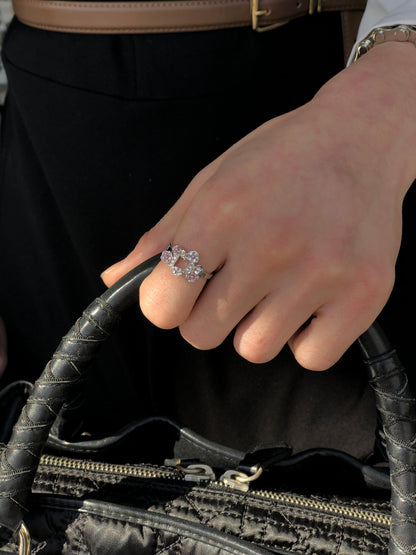 Christian Dior Rhinestone Ring Silver×Pink Vintage ud6td8