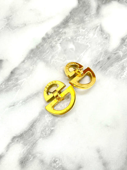 CELINE Horseshoe Circle earrings gold vintage old accessories 2tts8b