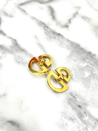 CELINE Horseshoe Circle earrings gold vintage old accessories 2tts8b