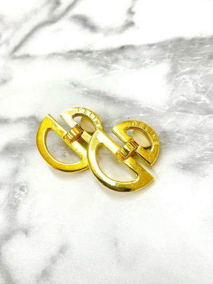 CELINE Horseshoe Circle earrings gold vintage old accessories 2tts8b