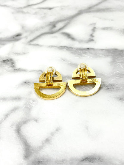 CELINE Horseshoe Circle earrings gold vintage old accessories 2tts8b