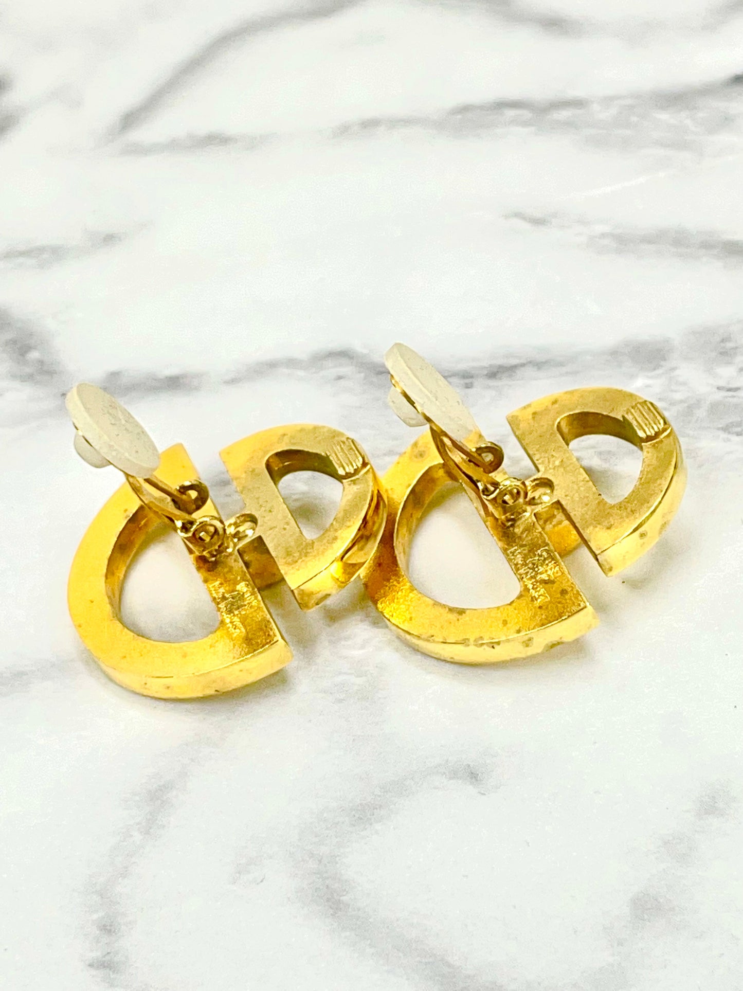 CELINE Horseshoe Circle earrings gold vintage old accessories 2tts8b