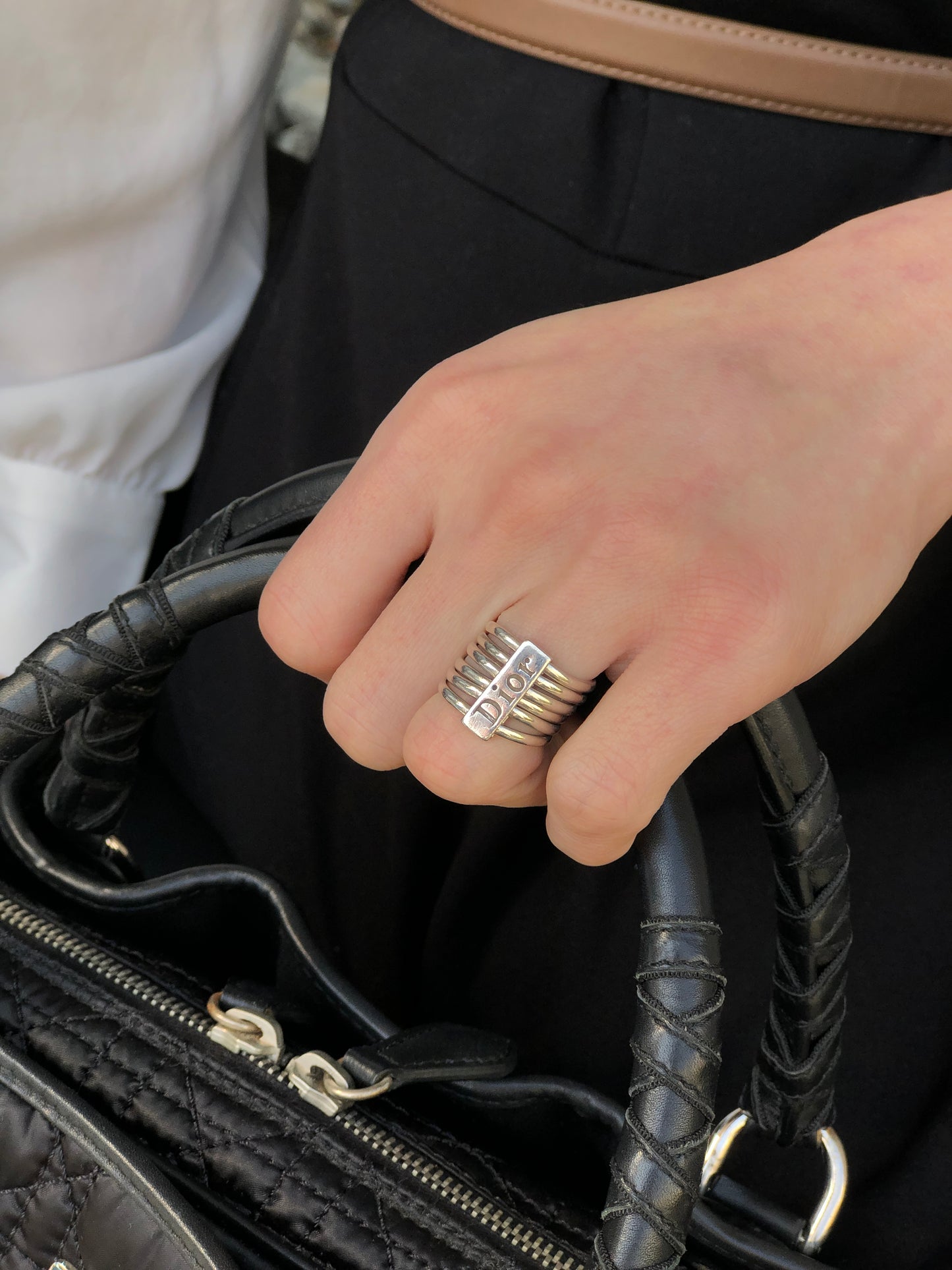 Christian Dior Logo Motif  Ring Silver Vintage cz33i5