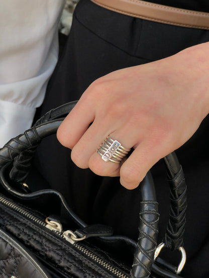 Christian Dior Logo Motif  Ring Silver Vintage cz33i5