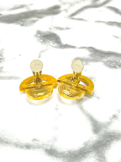 CELINE Horseshoe Circle earrings gold vintage old accessories 2tts8b