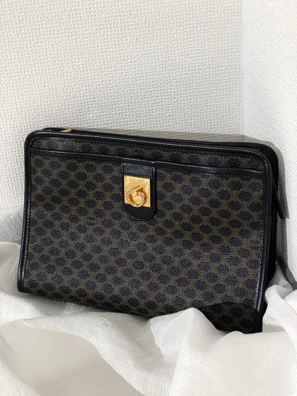 CELINE Macadam Gancini Clutch bag Black Vintage kr8u47