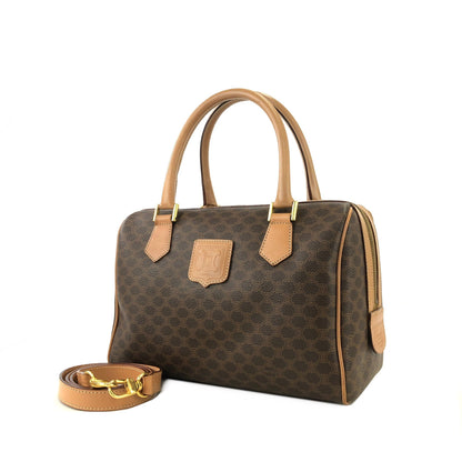 CELINE Macadam Blason Two- way Boston bag Handbag Shoulder bag Brown Vintage Old Celine wxxdse