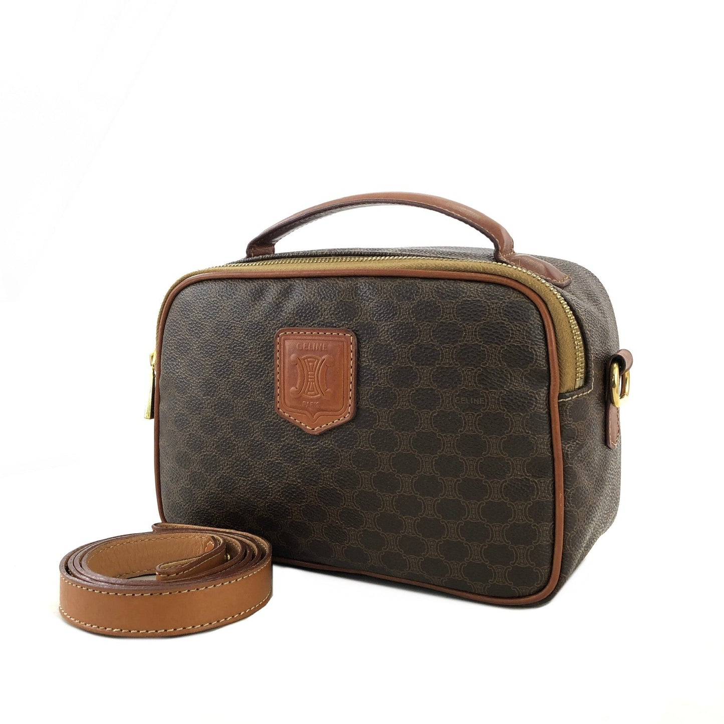 CELINE Macadam Blason Handbag Shoulder bag Brown Vintage Old Celine wknec3