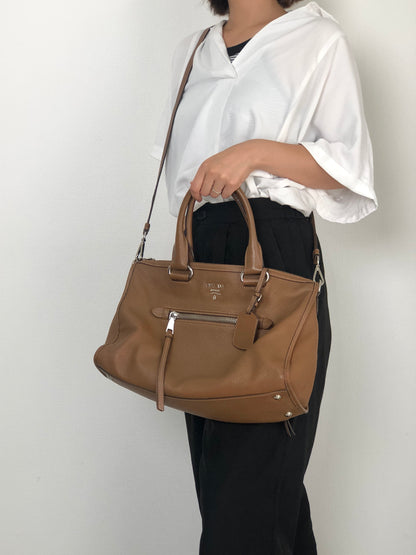 PRADA VITELLO PHENIX Two-way Handbag Shoulder bag Brown BL0805 Vintage 2rpjby