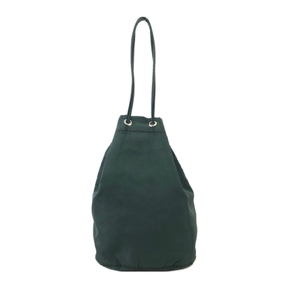 PRADA Triangle logo Nylon Drawstring Small Handbag Pouch Olive Green Vintage Old ytmp84