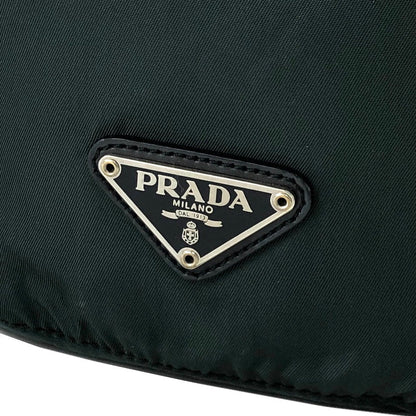 PRADA Triangle logo Nylon Drawstring Small Handbag Pouch Olive Green Vintage Old ytmp84