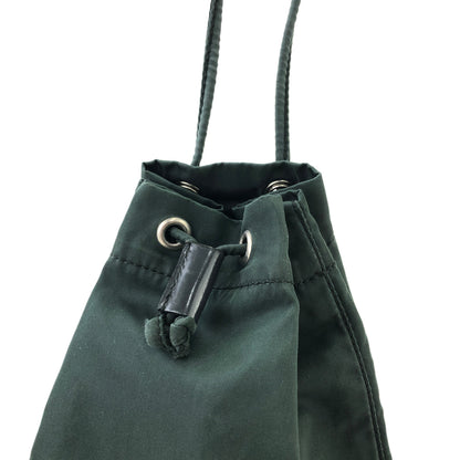 PRADA Triangle logo Nylon Drawstring Small Handbag Pouch Olive Green Vintage Old ytmp84