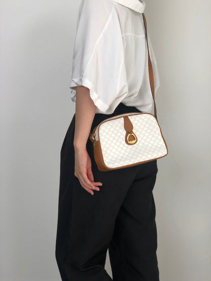 CELINE Macadam Horse Bit Shoulder bag White Vintage wbvsb7