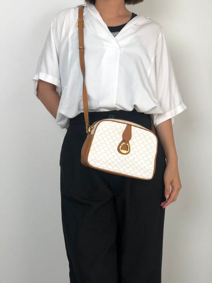 CELINE Macadam Horse Bit Shoulder bag White Vintage wbvsb7