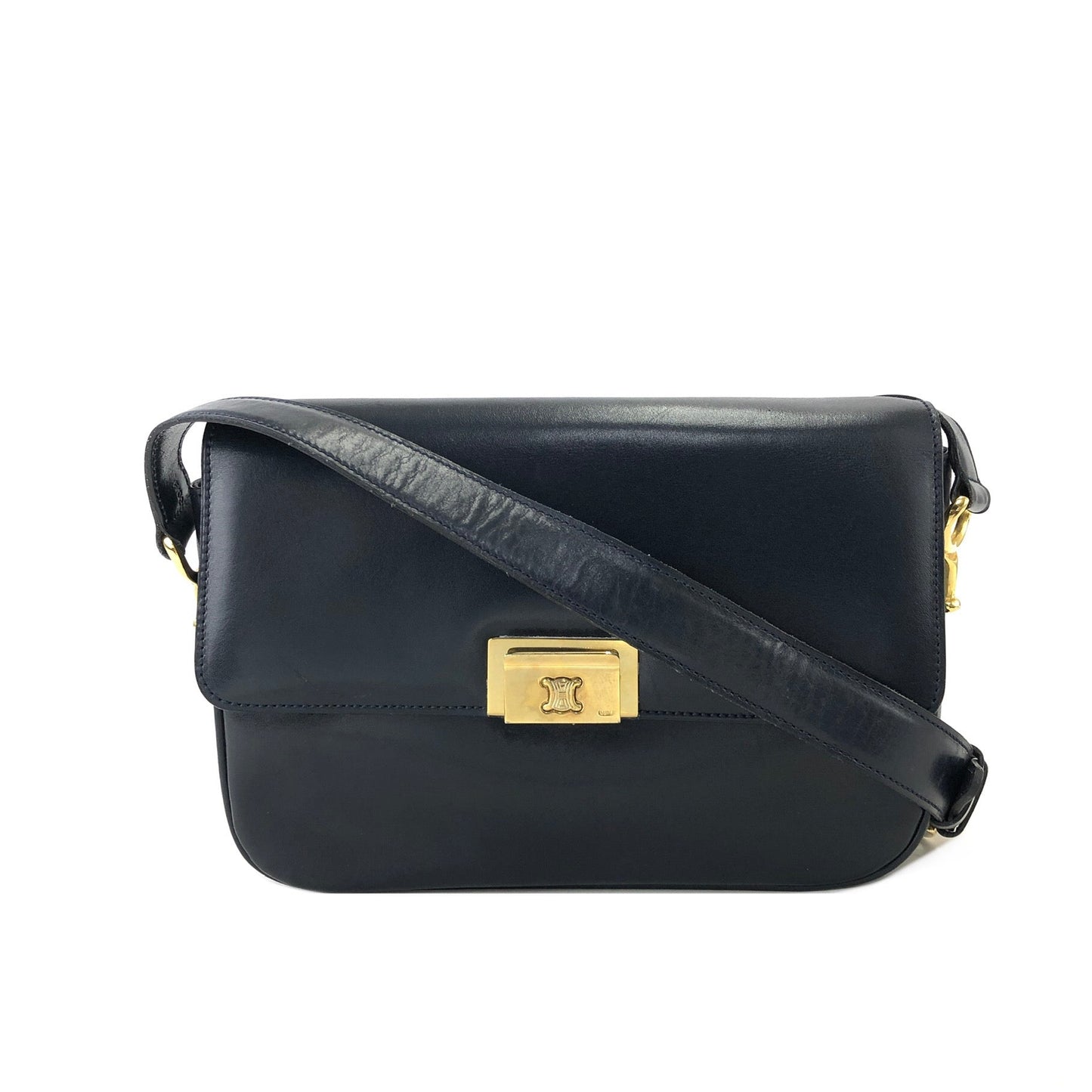 CELINE Blason Triomphe Crossbody Shoulder bag Navy Old Celine vintage e85ys5